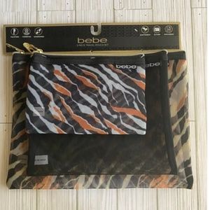 bebe 3 Animal Print Mesh Travel Pouch Set Assorted Sizes